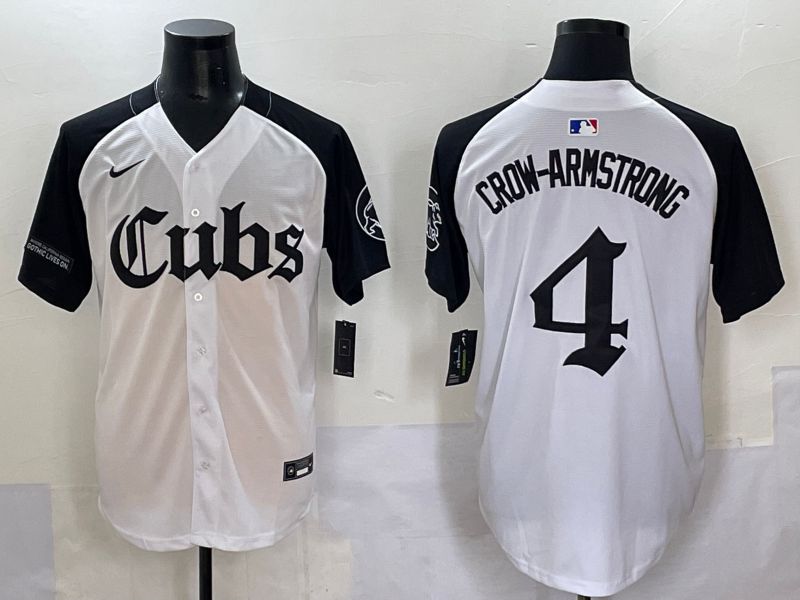 Men 2025 Chicago Cubs #4 Crow-Armstrong white black Five generations Joint Name Nike MLB Jersey style 11->chicago cubs->MLB Jersey